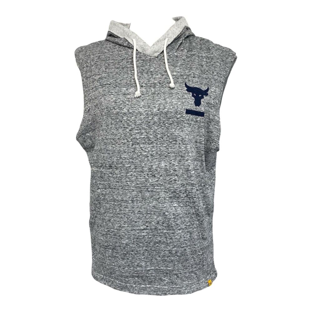 Under Armour Project Rock Sleeveless Hoodie Shirt Mens Medium Grey Training Gym